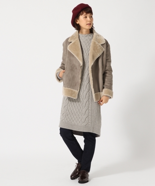 GLOBAL WORK（グローバルワーク）の「フェイクムートンブルゾン/757148（ブルゾン・レディース・ダークグレー/ベージュ系その他・LARGE/MEDIUM）」の3枚目の写真