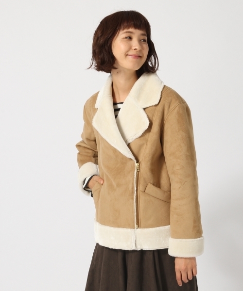 GLOBAL WORK（グローバルワーク）の「フェイクムートンブルゾン/757148（ブルゾン・レディース・ダークグレー/ベージュ系その他・LARGE/MEDIUM）」の5枚目の写真