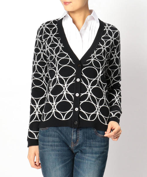 NARACAMICIE(ナラカミーチェ)の「サークルキカ柄ジャカードVカーディガン(カーディガン/ボレロ・レディース・ホワイト/ブラック・MEDIUM/LARGE)」の22枚目の写真