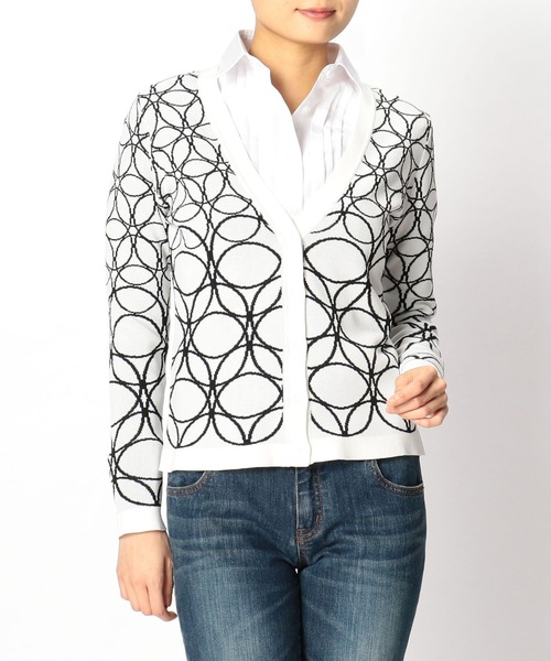 NARACAMICIE(ナラカミーチェ)の「サークルキカ柄ジャカードVカーディガン(カーディガン/ボレロ・レディース・ホワイト/ブラック・MEDIUM/LARGE)」の10枚目の写真