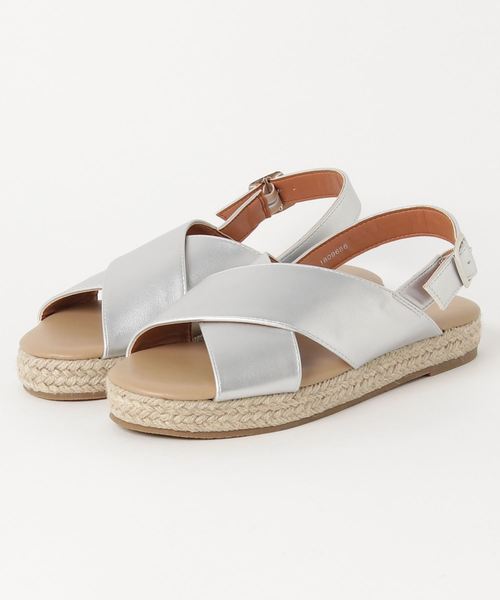 Samansa Mos2 blue(サマンサモスモスブルー)の「ジュート使いクロスベルトサンダル(サンダル・レディース・ブラック/ブラウン/シルバー・MEDIUM/LARGE)」の3枚目の写真