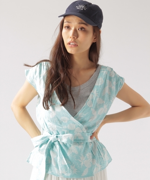 reyn spooner（レインスプーナー）の「【reyn spooner(レインスプーナー) × BAYFLOW】カシュクールシャツ 18SS（シャツ/ブラウス・レディース・スカイブルー/ブルー・MEDIUM/SMALL）」の2枚目の写真