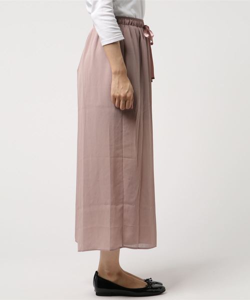 KOBE LETTUCE（コウベレタス）の「サテンリボン楊柳ワイドイージーパンツ＊レディース/ボトムス[M2212]神戸レタス（その他パンツ・レディース・ピンクベージュ/ベージュ/グリーン/ネイビー・FREE）」の5枚目の写真