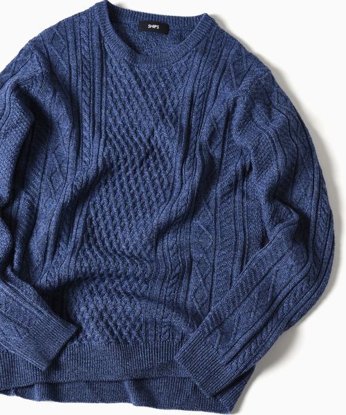 SHIPS（シップス）の「SC: 9ゲージ ランダム/アラン クルーネック ニット□（ニット/セーター・メンズ・ホワイト/グレー/ネイビー/グリーン/ブルー/バーガンディー・SMALL/MEDIUM/LARGE/X-LARGE）」の5枚目の写真