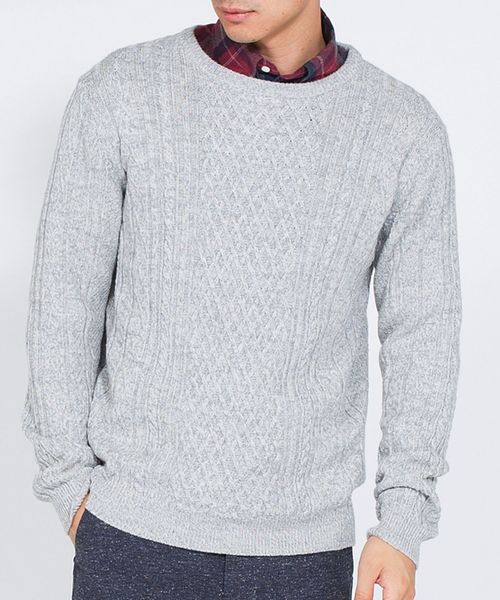 SHIPS（シップス）の「SC: 9ゲージ ランダム/アラン クルーネック ニット□（ニット/セーター・メンズ・ホワイト/グレー/ネイビー/グリーン/ブルー/バーガンディー・SMALL/MEDIUM/LARGE/X-LARGE）」の7枚目の写真