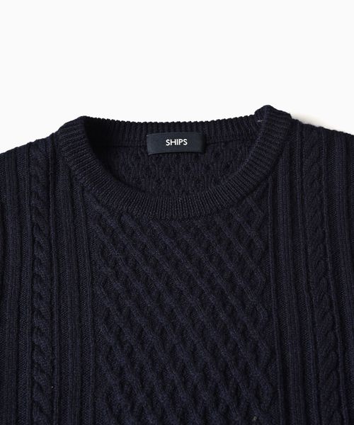 SHIPS（シップス）の「SC: 9ゲージ ランダム/アラン クルーネック ニット□（ニット/セーター・メンズ・ホワイト/グレー/ネイビー/グリーン/ブルー/バーガンディー・SMALL/MEDIUM/LARGE/X-LARGE）」の10枚目の写真