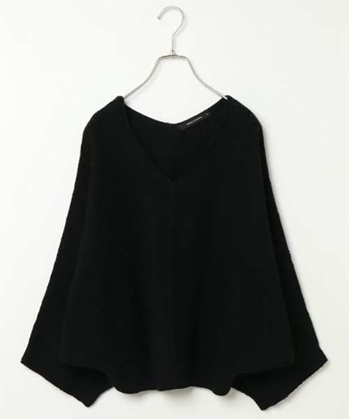 VENCEEXCHANGE（ヴァンスエクスチェンジ）の「柄編みドルマンニット（ニット/セーター・レディース・ブラック/ベージュ/マスタード/ダークグレー・M）」の2枚目の写真