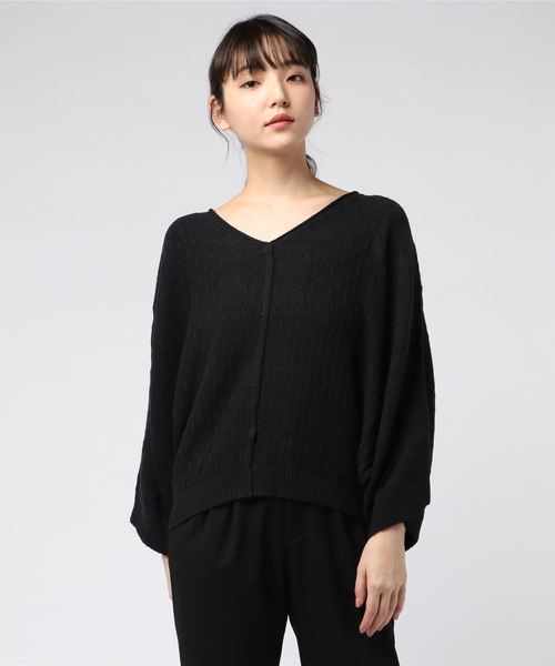 VENCEEXCHANGE（ヴァンスエクスチェンジ）の「柄編みドルマンニット（ニット/セーター・レディース・ブラック/ベージュ/マスタード/ダークグレー・M）」の10枚目の写真