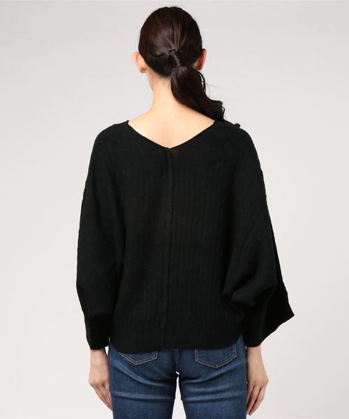 VENCEEXCHANGE（ヴァンスエクスチェンジ）の「柄編みドルマンニット（ニット/セーター・レディース・ブラック/ベージュ/マスタード/ダークグレー・M）」の5枚目の写真