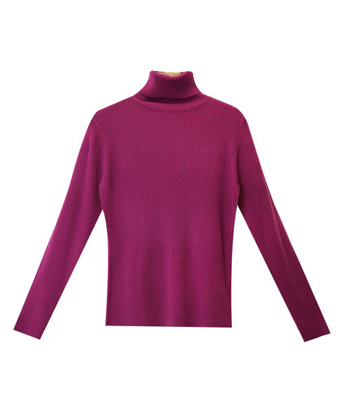 andme（アンドミー）の「タートルネック長袖リブニットトップス（ニット/セーター・レディース・ブラック/パープル/グレー/オフホワイト/グリーン/マスタード・L/M）」の5枚目の写真