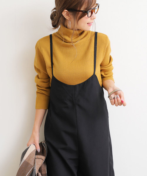 andme（アンドミー）の「タートルネック長袖リブニットトップス（ニット/セーター・レディース・ブラック/パープル/グレー/オフホワイト/グリーン/マスタード・L/M）」の6枚目の写真