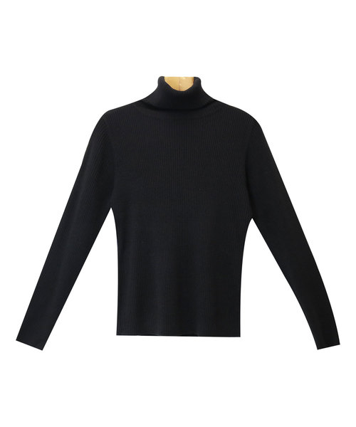 andme（アンドミー）の「タートルネック長袖リブニットトップス（ニット/セーター・レディース・ブラック/パープル/グレー/オフホワイト/グリーン/マスタード・L/M）」の3枚目の写真