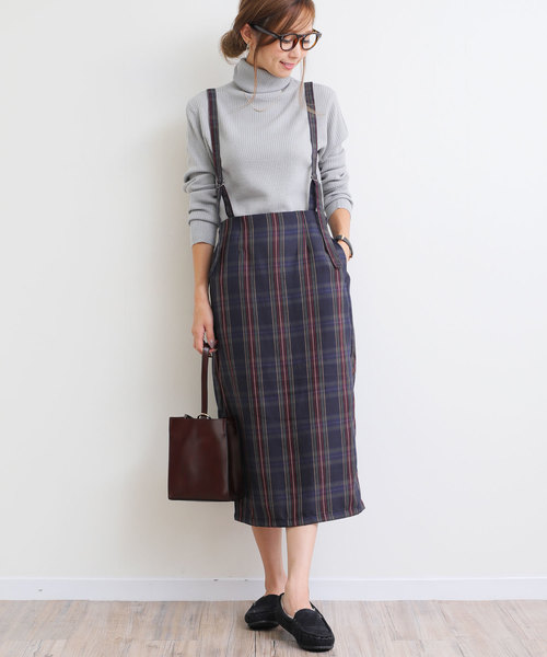 andme（アンドミー）の「タートルネック長袖リブニットトップス（ニット/セーター・レディース・ブラック/パープル/グレー/オフホワイト/グリーン/マスタード・L/M）」の7枚目の写真