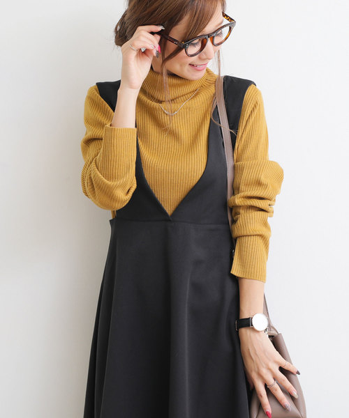 andme（アンドミー）の「タートルネック長袖リブニットトップス（ニット/セーター・レディース・ブラック/パープル/グレー/オフホワイト/グリーン/マスタード・L/M）」の21枚目の写真