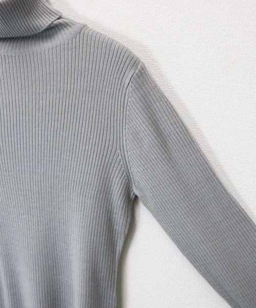 andme（アンドミー）の「タートルネック長袖リブニットトップス（ニット/セーター・レディース・ブラック/パープル/グレー/オフホワイト/グリーン/マスタード・L/M）」の16枚目の写真