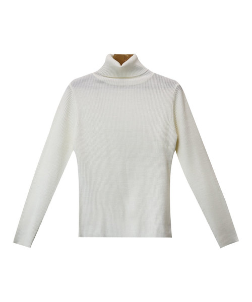 andme（アンドミー）の「タートルネック長袖リブニットトップス（ニット/セーター・レディース・ブラック/パープル/グレー/オフホワイト/グリーン/マスタード・L/M）」の11枚目の写真