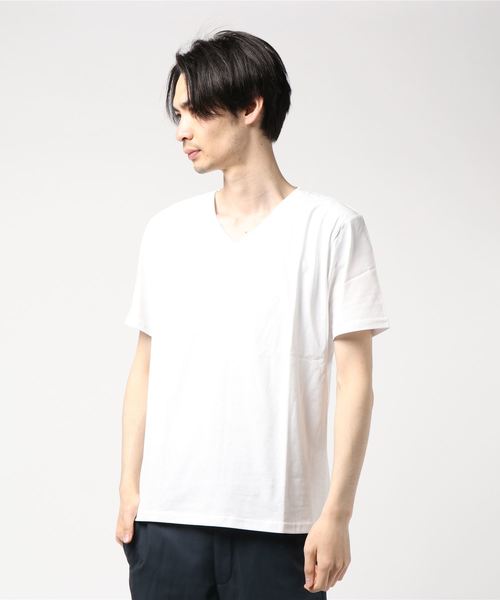 LB/S (エルビーエス)の「ZERO STAIN 無地VネックT(Tシャツ/カットソー・メンズ・ホワイト/ブラック/ベージュ/レッド/ブルー/ミント/杢グレー・SMALL/MEDIUM/LARGE/X-LARGE)」の2枚目の写真