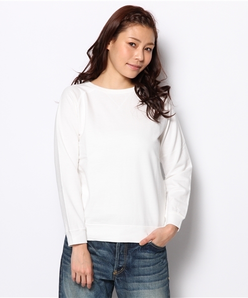 BEAMS BOY(ビームスボーイ)の「○BEAMS BOY / ミニ 裏毛 前V クルーネック(スウェット・レディース・ホワイト/グレー/ピンク・ONE SIZE)」の2枚目の写真