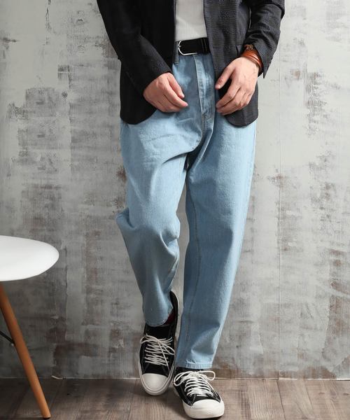 Beno（ビーノ）の「ワイド テーパード バギー テーパード デニムパンツ (10oz DENIM)（デニムパンツ・メンズ・ブラック/ライトブラック/ワンウォッシュ/ライトインディゴブルー/ブルー/ライトブルー・S/M/L）」の5枚目の写真
