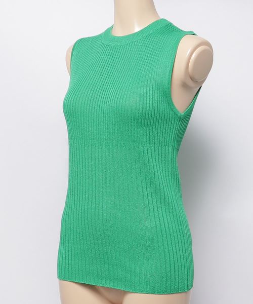 rps(アールピーエス)の「ノースリーブリブニットプルオーバー(タンクトップ・レディース・ブラック/オフホワイト/グリーン/ラベンダー/グレイッシュベージュ・M)」の7枚目の写真