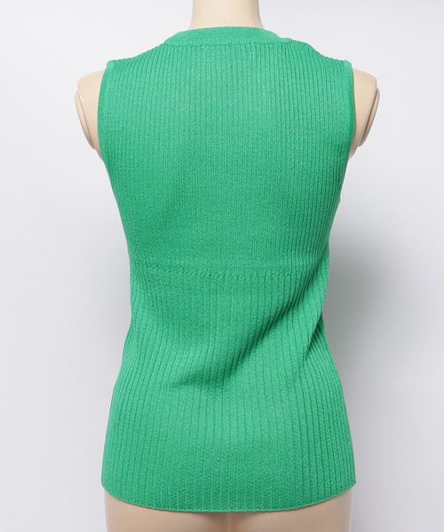 rps(アールピーエス)の「ノースリーブリブニットプルオーバー(タンクトップ・レディース・ブラック/オフホワイト/グリーン/ラベンダー/グレイッシュベージュ・M)」の6枚目の写真