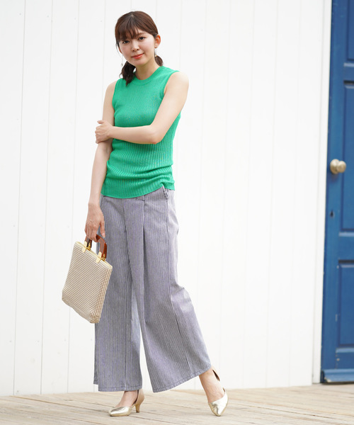 rps(アールピーエス)の「ノースリーブリブニットプルオーバー(タンクトップ・レディース・ブラック/オフホワイト/グリーン/ラベンダー/グレイッシュベージュ・M)」の20枚目の写真