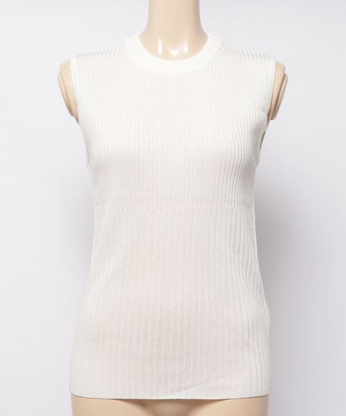 rps(アールピーエス)の「ノースリーブリブニットプルオーバー(タンクトップ・レディース・ブラック/オフホワイト/グリーン/ラベンダー/グレイッシュベージュ・M)」の12枚目の写真