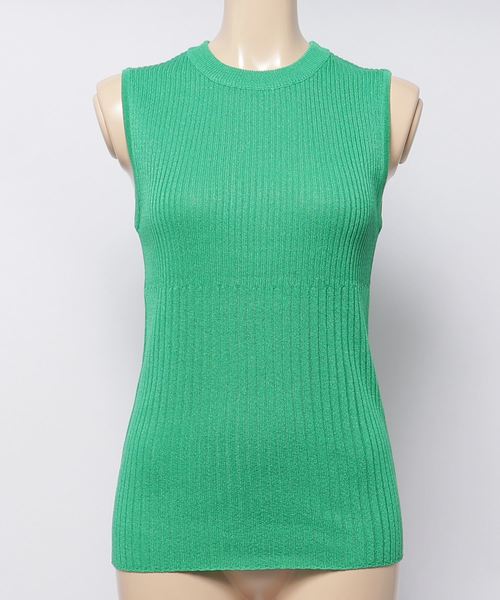 rps(アールピーエス)の「ノースリーブリブニットプルオーバー(タンクトップ・レディース・ブラック/オフホワイト/グリーン/ラベンダー/グレイッシュベージュ・M)」の9枚目の写真