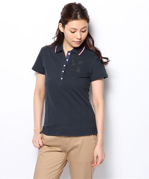 TOMMY HILFIGER（トミーヒルフィガー）の「TH CRISTAL H POLO (WOMEN)（ポロシャツ・レディース・ホワイト/ネイビー・SMALL/MEDIUM）」の2枚目の写真