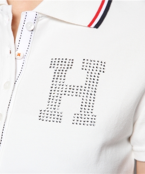 TOMMY HILFIGER（トミーヒルフィガー）の「TH CRISTAL H POLO (WOMEN)（ポロシャツ・レディース・ホワイト/ネイビー・SMALL/MEDIUM）」の5枚目の写真