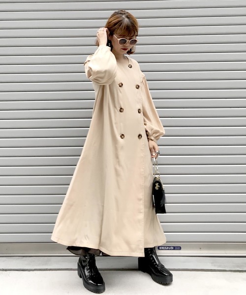 archives(アルシーヴ)の「2way袖ギャザーワンピース(ワンピース・レディース・ブラック/ベージュ/ピンク・MEDIUM)」の13枚目の写真