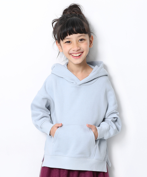 devirock（デビロック）の「スウェットワイドシルエット長袖プルパーカー（パーカー・キッズ・スミクロ/杢グレー/ブルー系その他/グリーン系その他/ダークオリーブ/バイオレット/パープル系その他/ブラウン/ライトブラウン/オレンジ系その他・100cm/110cm/120cm/130cm/140cm/150cm/160cm）」の7枚目の写真