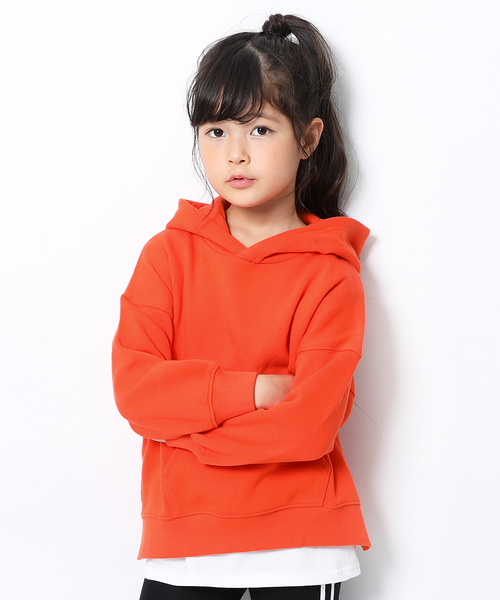 devirock（デビロック）の「スウェットワイドシルエット長袖プルパーカー（パーカー・キッズ・スミクロ/杢グレー/ブルー系その他/グリーン系その他/ダークオリーブ/バイオレット/パープル系その他/ブラウン/ライトブラウン/オレンジ系その他・100cm/110cm/120cm/130cm/140cm/150cm/160cm）」の10枚目の写真