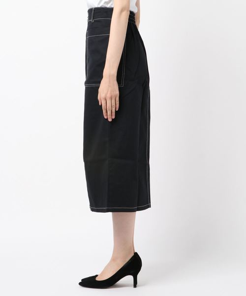 Libby&Rose（リビーアンドローズ）の「配色ステッチナロースカート（スカート・レディース・ブラック/ボルドー/ブルーグリーン・FREE）」の4枚目の写真