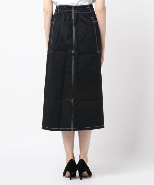 Libby&Rose（リビーアンドローズ）の「配色ステッチナロースカート（スカート・レディース・ブラック/ボルドー/ブルーグリーン・FREE）」の5枚目の写真