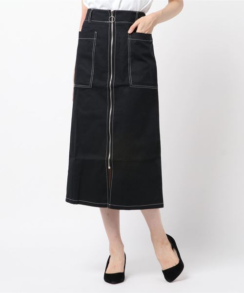 Libby&Rose（リビーアンドローズ）の「配色ステッチナロースカート（スカート・レディース・ブラック/ボルドー/ブルーグリーン・FREE）」の6枚目の写真