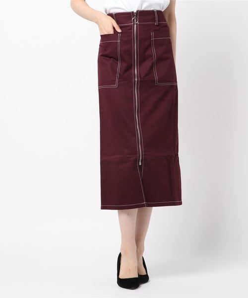 Libby&Rose（リビーアンドローズ）の「配色ステッチナロースカート（スカート・レディース・ブラック/ボルドー/ブルーグリーン・FREE）」の8枚目の写真