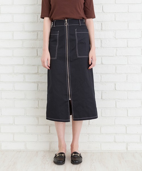 Libby&Rose（リビーアンドローズ）の「配色ステッチナロースカート（スカート・レディース・ブラック/ボルドー/ブルーグリーン・FREE）」の12枚目の写真