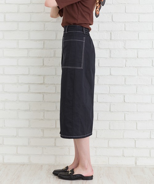 Libby&Rose（リビーアンドローズ）の「配色ステッチナロースカート（スカート・レディース・ブラック/ボルドー/ブルーグリーン・FREE）」の13枚目の写真