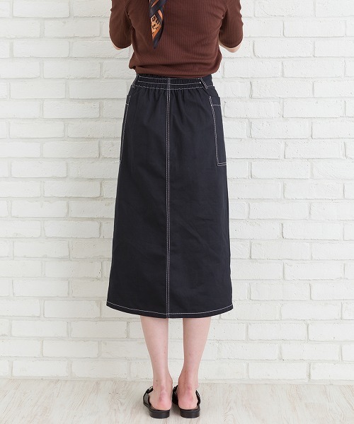 Libby&Rose（リビーアンドローズ）の「配色ステッチナロースカート（スカート・レディース・ブラック/ボルドー/ブルーグリーン・FREE）」の14枚目の写真