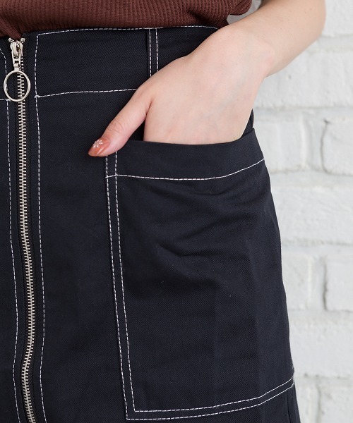 Libby&Rose（リビーアンドローズ）の「配色ステッチナロースカート（スカート・レディース・ブラック/ボルドー/ブルーグリーン・FREE）」の17枚目の写真