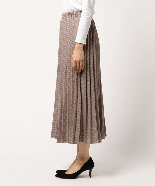 n'ee-ne（ネーネ）の「カラーチドリプリーツスカート（スカート・レディース・ブラウン/ベージュ/レッド・FREE）」の5枚目の写真