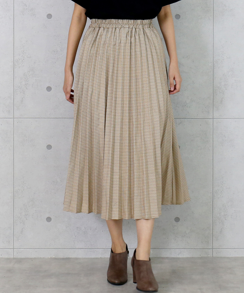 n'ee-ne（ネーネ）の「カラーチドリプリーツスカート（スカート・レディース・ブラウン/ベージュ/レッド・FREE）」の7枚目の写真