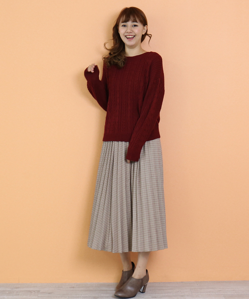 n'ee-ne（ネーネ）の「カラーチドリプリーツスカート（スカート・レディース・ブラウン/ベージュ/レッド・FREE）」の13枚目の写真