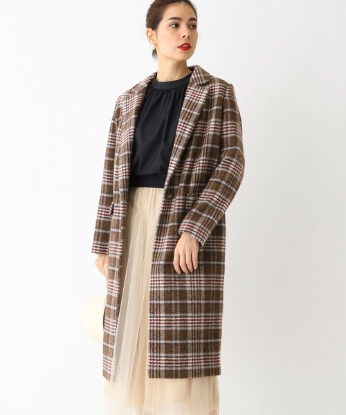 セール Kaon バックラッフルチェックチェスターコート チェスターコート Kaon カオン のファッション通販 Zozotown