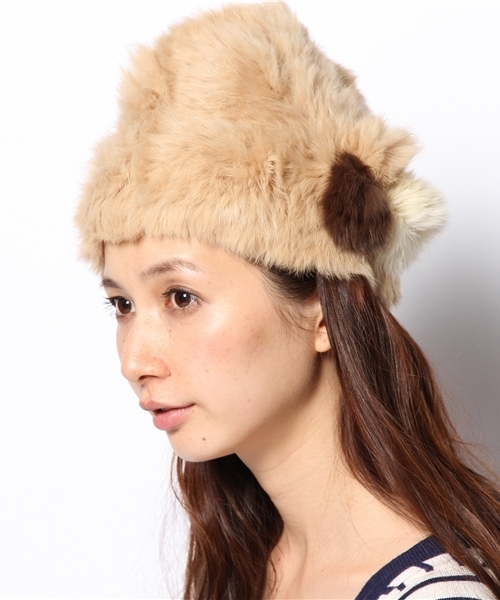 Ray BEAMS(レイビームス)の「Casselini five avenue / ラビットボールCAP(ニットキャップ/ビーニー・レディース・ライトグレー/ベージュ/その他1・ONE SIZE)」の7枚目の写真