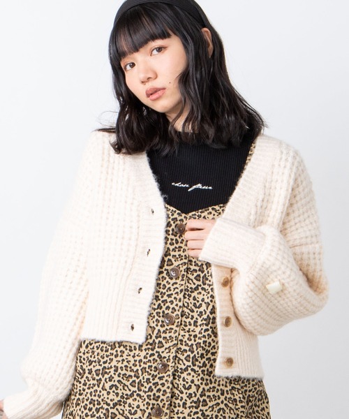 WEGO（ウィゴー）の「WEGO/アンゴラタッチショートカーディガン（カーディガン/ボレロ・レディース・サックスブルー/アイボリー・FREE）」の2枚目の写真