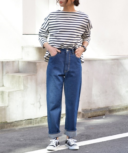 Ambre Neige（アンブルネージュ）の「ボーダーカットソー／ボーダートップス／カットソー／【WEB/EC限定商品】（Tシャツ/カットソー・レディース・ブラック/ネイビー/オフホワイト・FREE）」の4枚目の写真