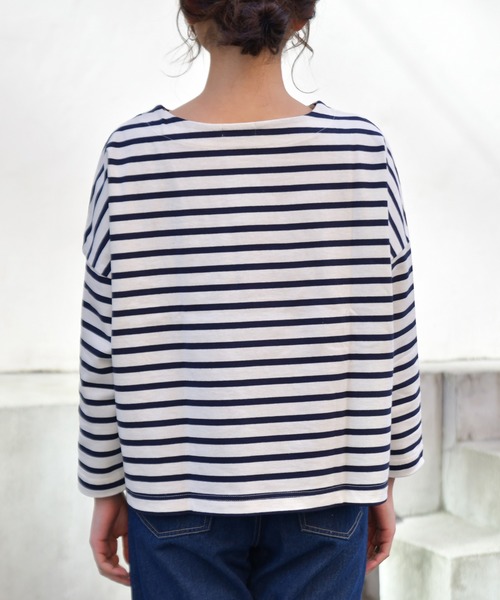 Ambre Neige（アンブルネージュ）の「ボーダーカットソー／ボーダートップス／カットソー／【WEB/EC限定商品】（Tシャツ/カットソー・レディース・ブラック/ネイビー/オフホワイト・FREE）」の7枚目の写真