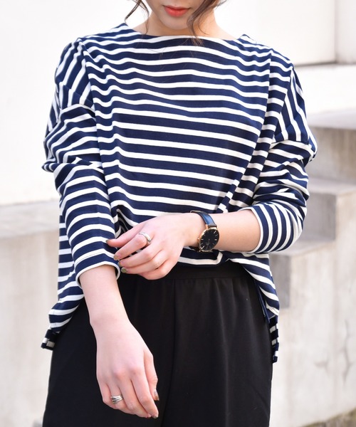 Ambre Neige（アンブルネージュ）の「ボーダーカットソー／ボーダートップス／カットソー／【WEB/EC限定商品】（Tシャツ/カットソー・レディース・ブラック/ネイビー/オフホワイト・FREE）」の14枚目の写真